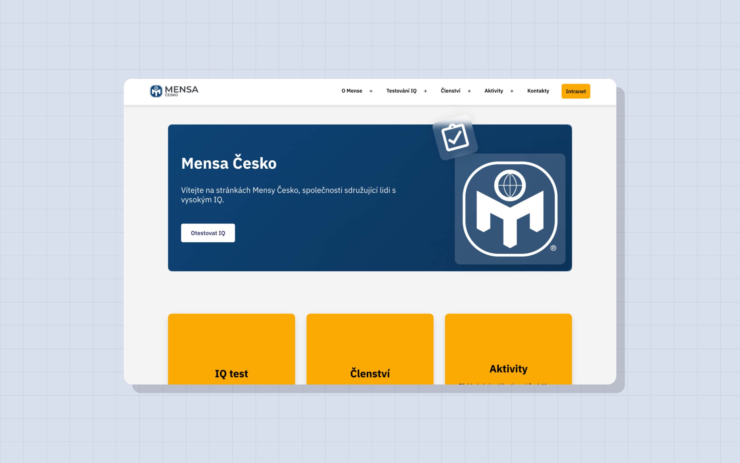 Desktop Homepage of the Mensa Czechia