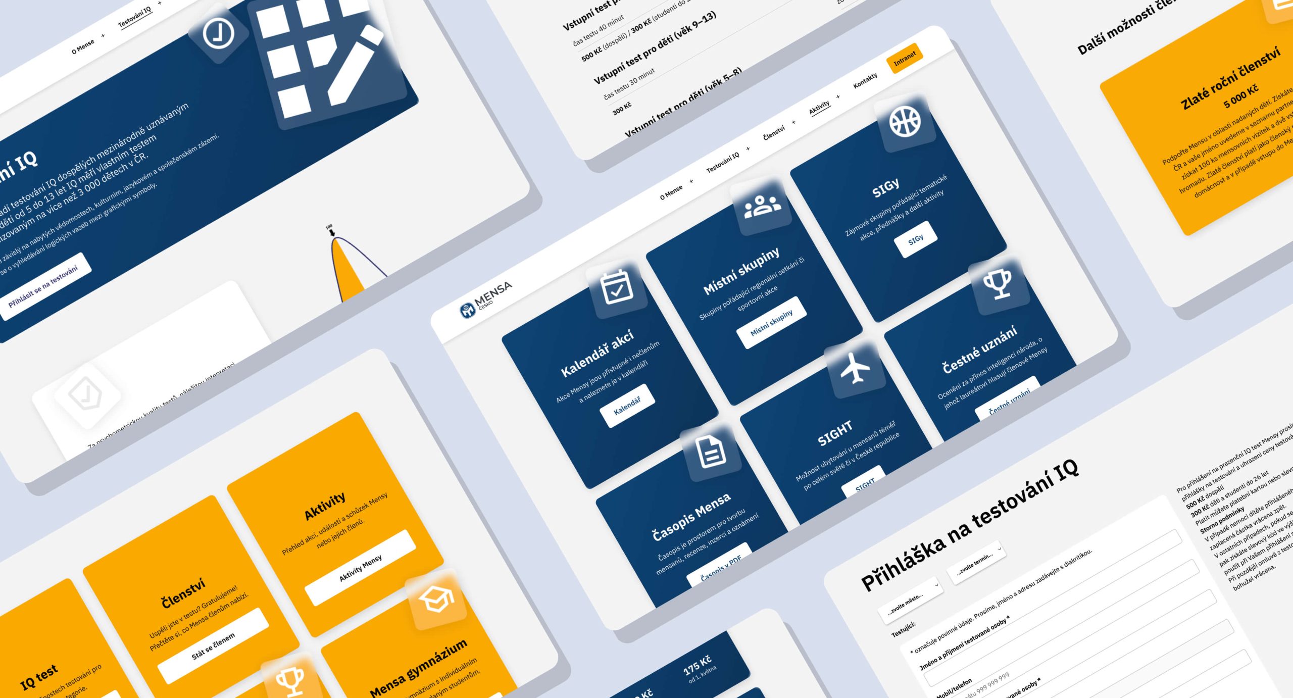 Desktop screens mockup for the Mensa website