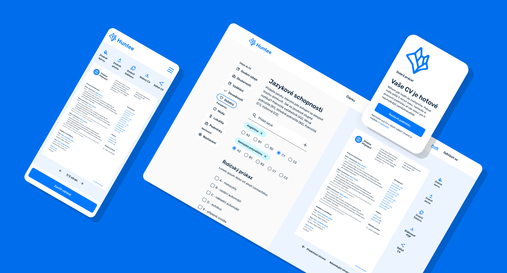 Huntee CV builder
