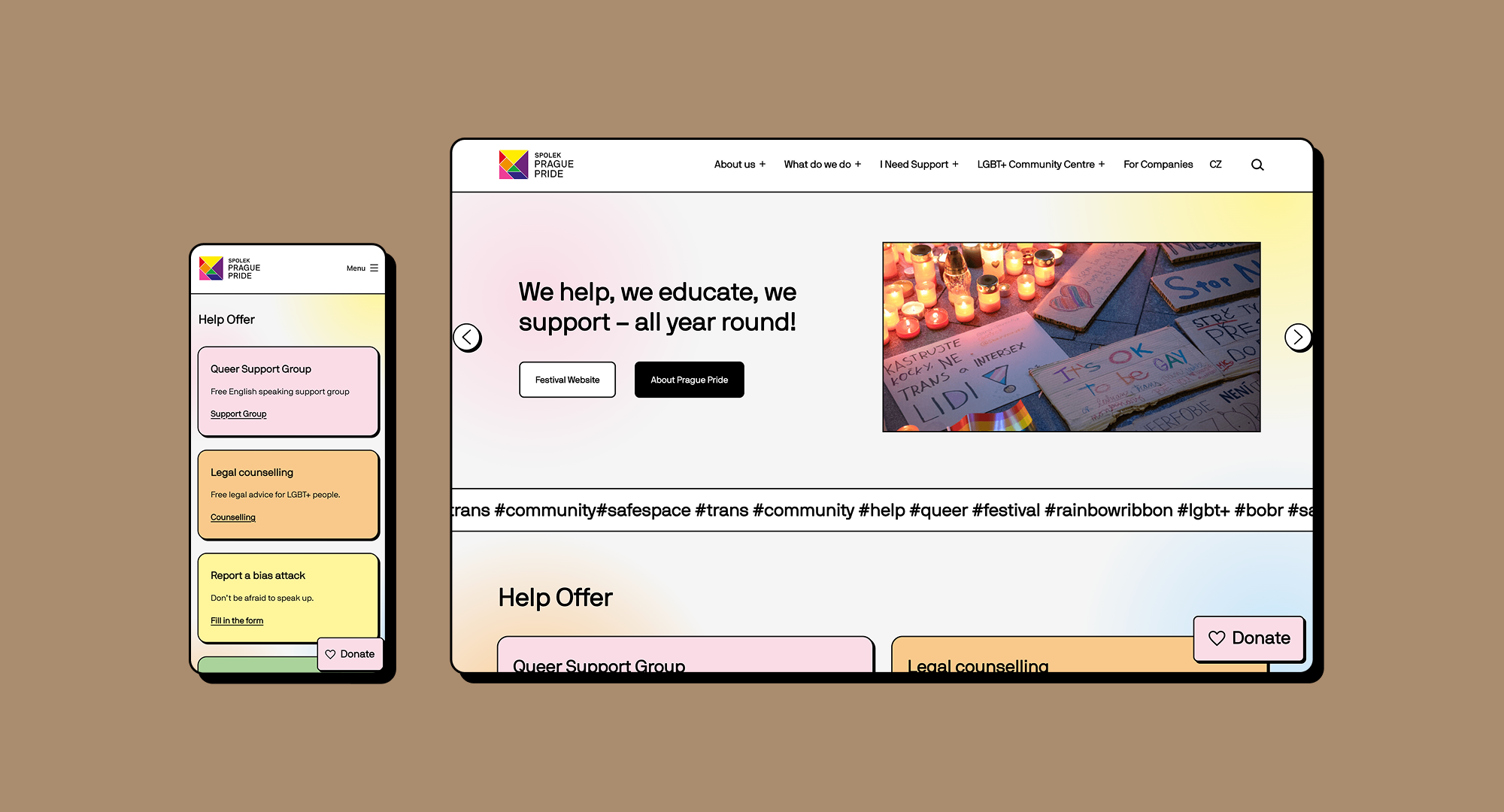 Homepage on desktop and mobile